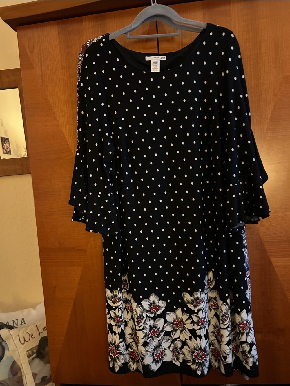 Black Polka Dot & Floral Midi Dress